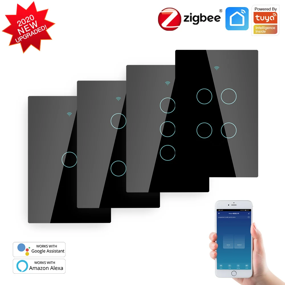 Description Picture 3 of itemTuya ZigBee Wall Touch Smart Light Switch With Neutral/No Neutral,No Capacitor Smart Life/Tuya Works with Alexa,Google 2/3 Way