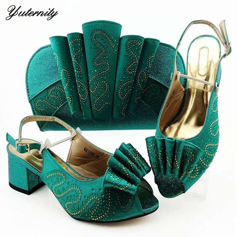 

Summer New Arrival Luxury Pumps Shoes With Matching Bag Set African Applique Decoration Ladies Shoes And Bag Set For Party Dress