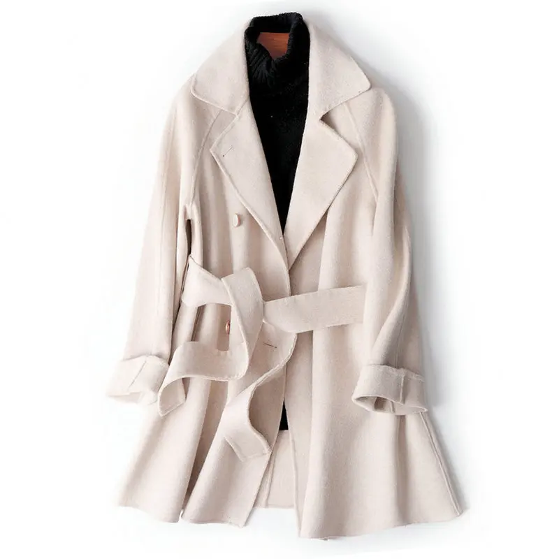 

Spring Autumn Wool Coat Women Korean Wool Jacket Double Breasted Coat Female Overcoat Manteau Femme 2020 1208 KJ3904