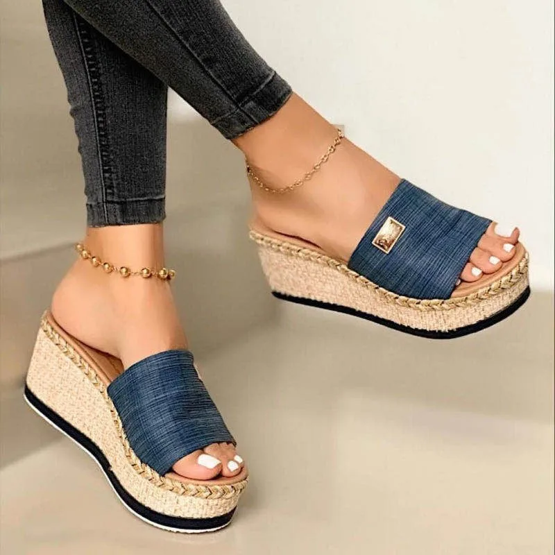 

2021 Women Casual Summer Slippers Ladies Fish Mouth Platform High Heels Sandals Women's Thick Bottom Beach Walk Shoes Slippers