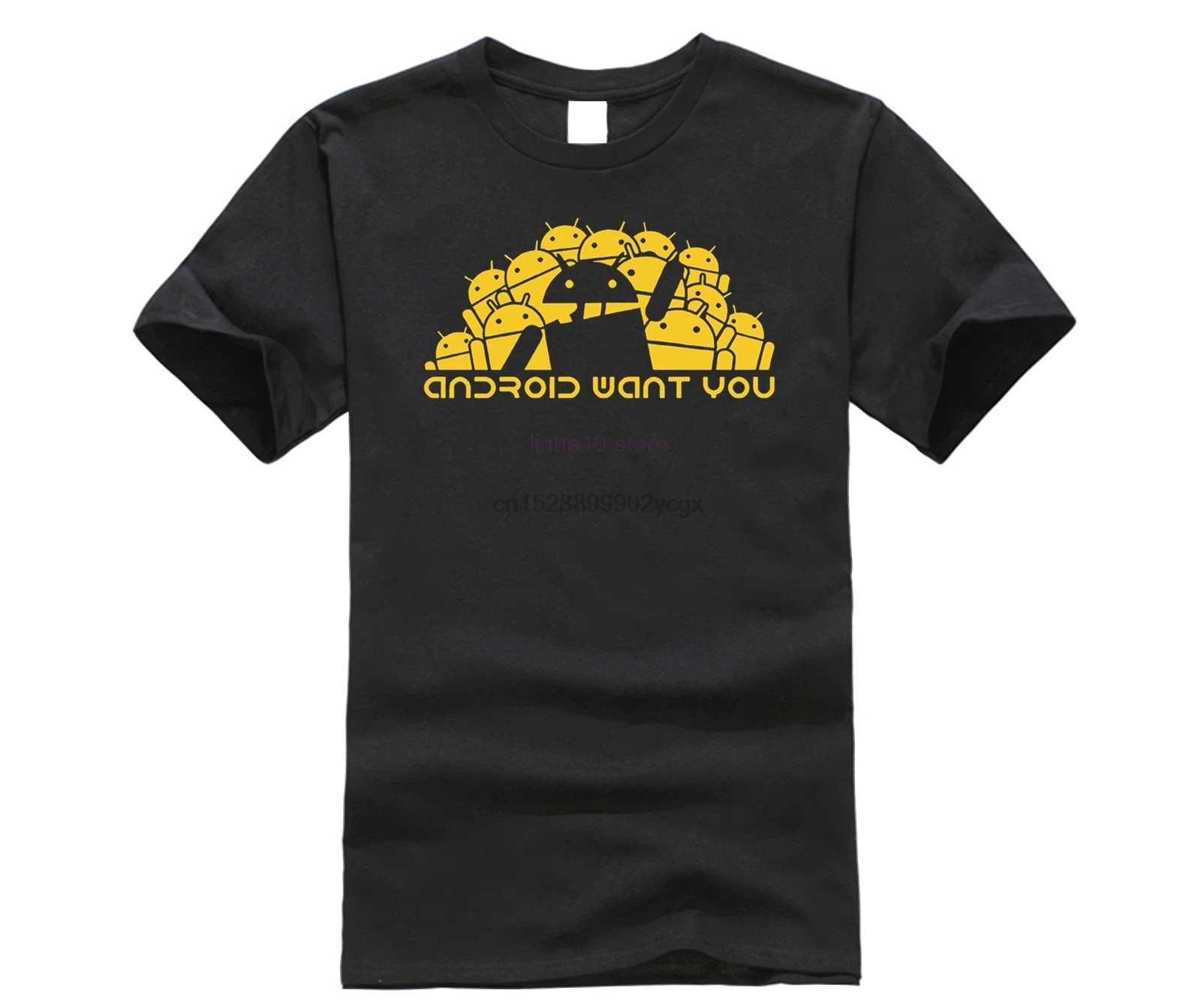 2019 Android Robot Want You Print T-shirt Funny Programmer Creative T shirt Men Women O-Neck Tshirt Casual Design Tee | Мужская одежда