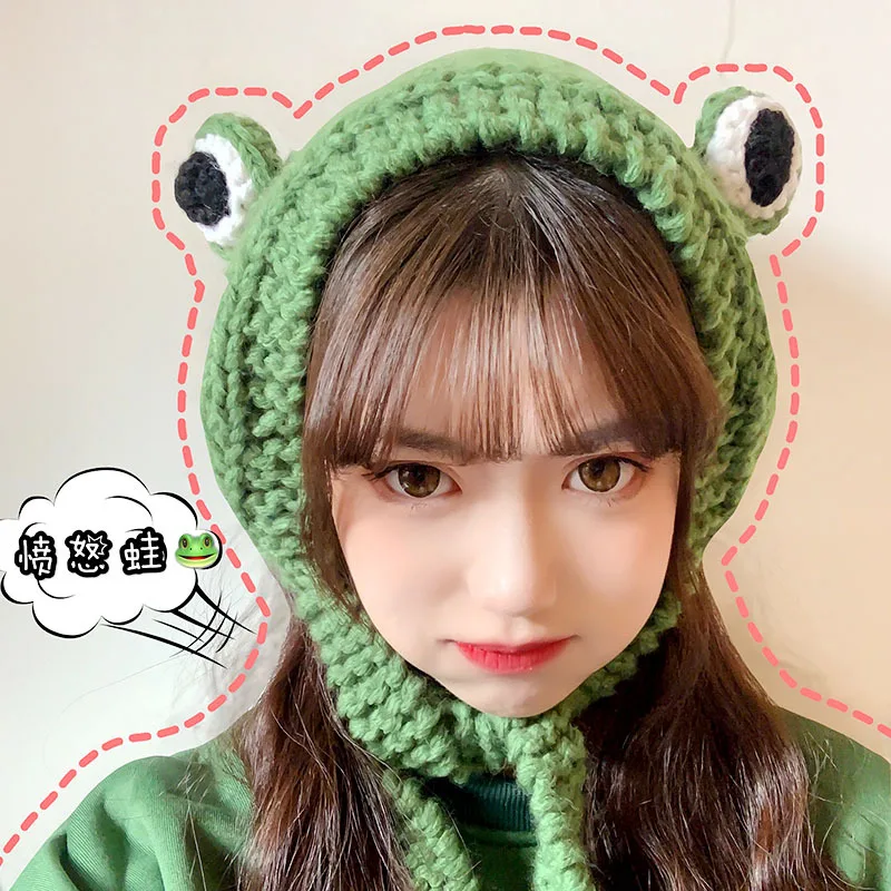 

Winter Skullies Women Frog Hat Crochet Knitted Hat Costume Beanie Hats Cap Women Gift Baby Anime Hat Photography Prop Party