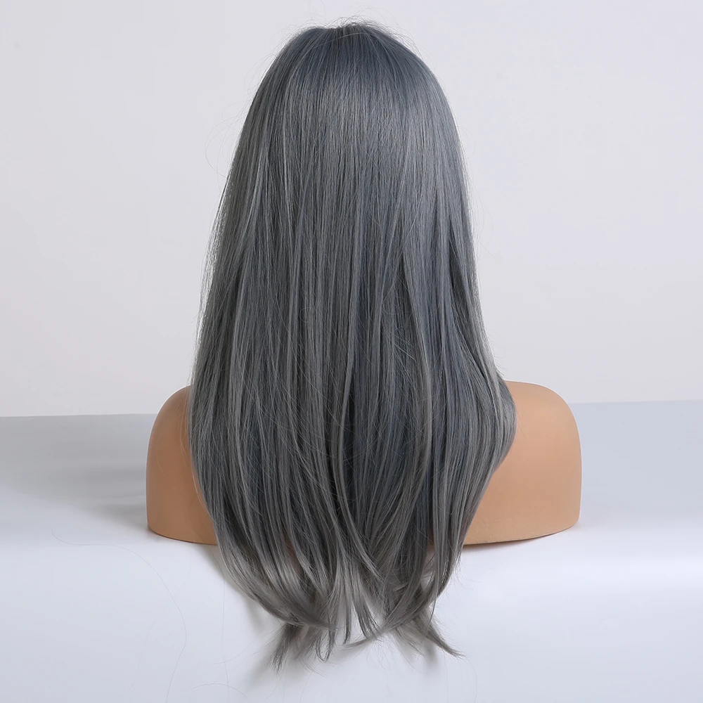 EASIHAIR коричневый средней длины волна парики с челкой синтетические парики для черных женщин высокой плотности Косплей парики термостойкие