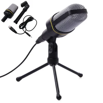 

Audio Condenser Microphone 3.5mm Plug Home Stereo Mic Desktop Tripod For Pc Youtube Video Skype Chatting Gaming Podcast Recordin
