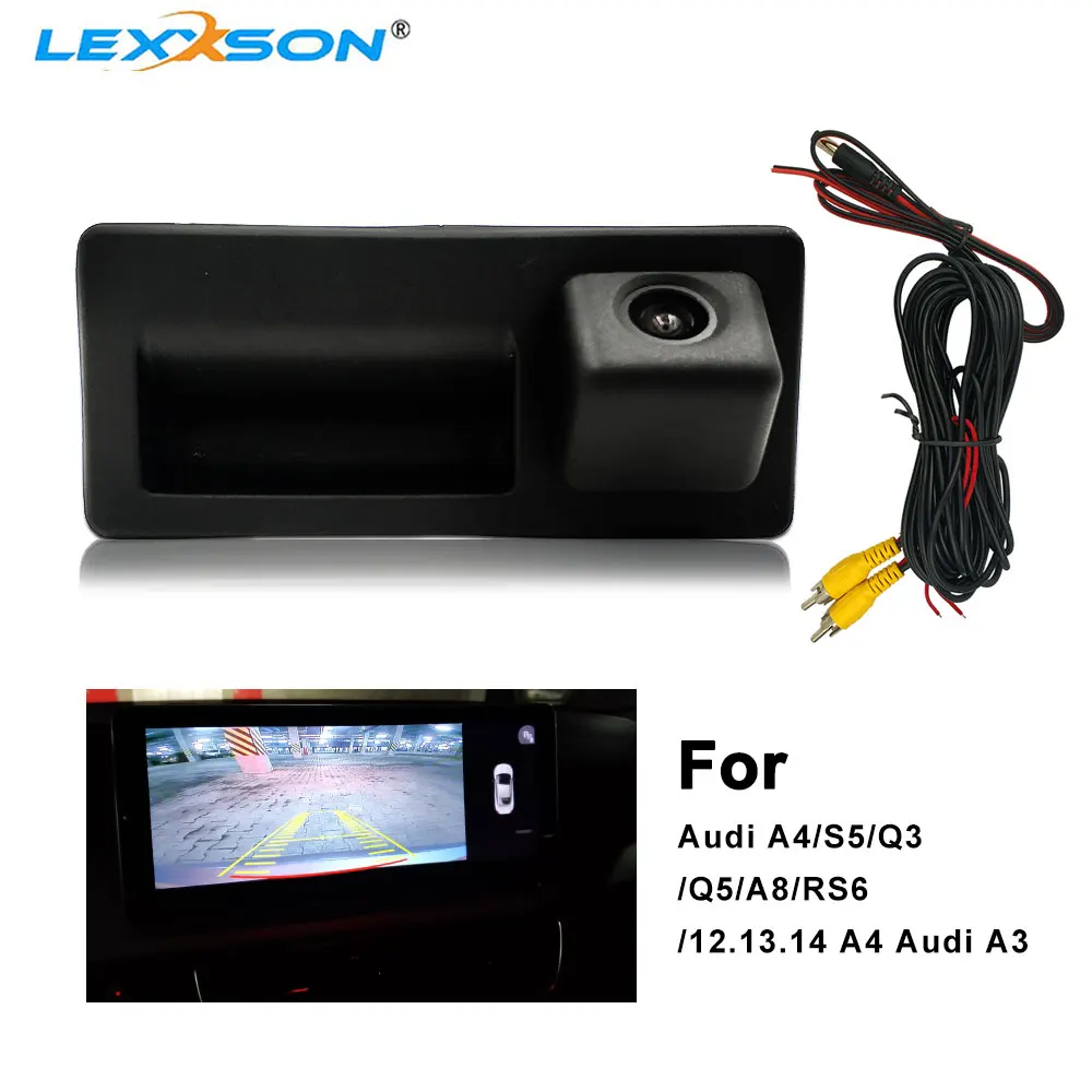 LEXXSON CCD HD Ночная vison Автомобильная камера заднего вида для Audi Car A3 A4 A5 A6 Q5 Q3 HD камера заднего вида NTSC камера с ручкой багажника