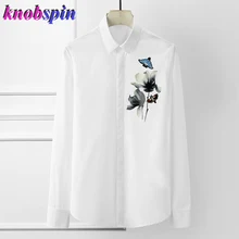 Рубашка с принтом в китайском стиле для мужчин, с вышивкой пчелы, с длинным рукавом, однотонная, тонкая, деловая, мужская рубашка, 80% хлопок, брендовая мужская одежда