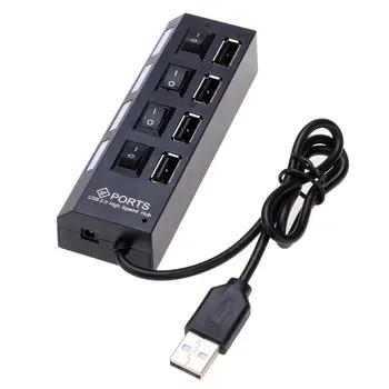 

4 Port Micro USB Hub 2.0 USB Splitter High Speed 480Mbps USB 2.0 Hub LED With ON/OFF Switch For Tablet Laptop Computer Notebook