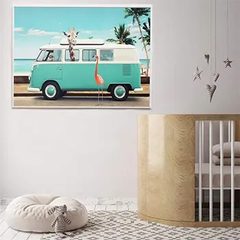 

Wall Art Surfing Giant Giraffes Photo Picture Color Otter Home Decor No Frame Animals On The Roads Canvas Print and Poster