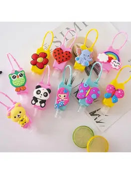 

10Pcs 30ml Travel Mini Empty Bottles with Cartoon Animal Detachable Silicone Holder Keychain Clear Plastic Hand Sanitizer Refill