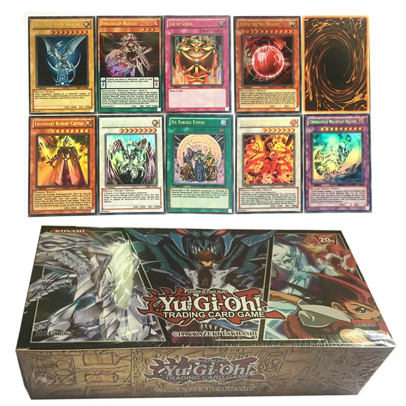 Tarjetas de colección de Anime Yugioh para niños, colección de tarjetas Flash, regalo de Navidad, refuerzo, versión inglesa, unids/caja Yu Gi Oh, 100