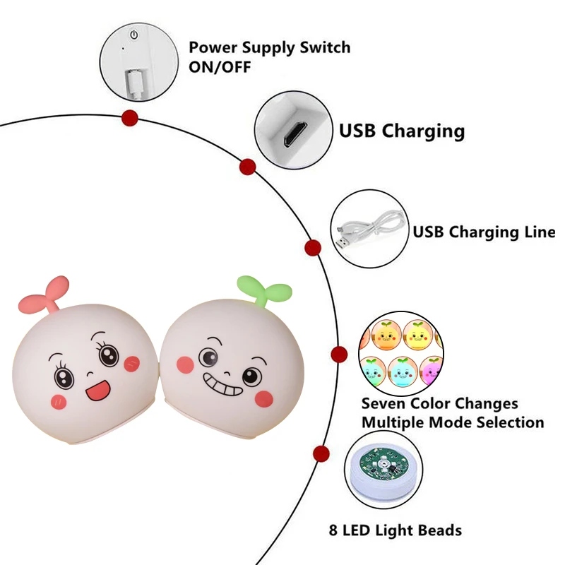 Силиконовый Ночной светильник с сенсорным сенсором, светодиодный светильник с питанием от USB, мультяшная лампа для детей, прикроватный ночник для детей, подарок для спальни, ночник s