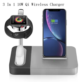 

Bakeey 3 In 1 10W Qi Wireless Charger Desktop Mobile Phone Holder Mobile Phone Watch Charger For Qi Smartphones For IPhone