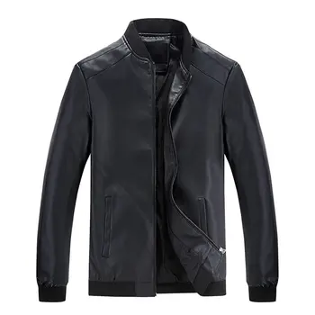 

New Fashion Cool PU Leather Jacket Baseball Jacket Pure Color Man Youth Boys Jacket Loose Coat Long Sleeved Zipper Comfortable