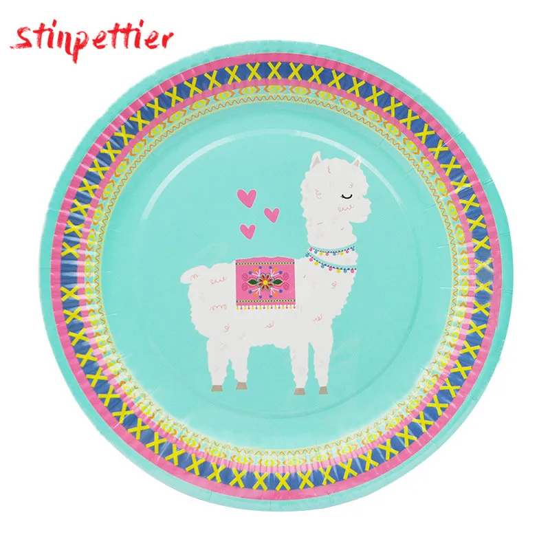 

Alpaca Disposable Tableware Pink Blue Cake Topper Plate Straw Tablecloth For Unicorn Theme Birthday Party Decoration Kids ASD135