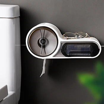 

Wall Mounted Toilet Paper Holder Bathroom Tissue Box Roll Paper Towel Case Phone Tray Waterproof Paper Storage Shelf Organizer