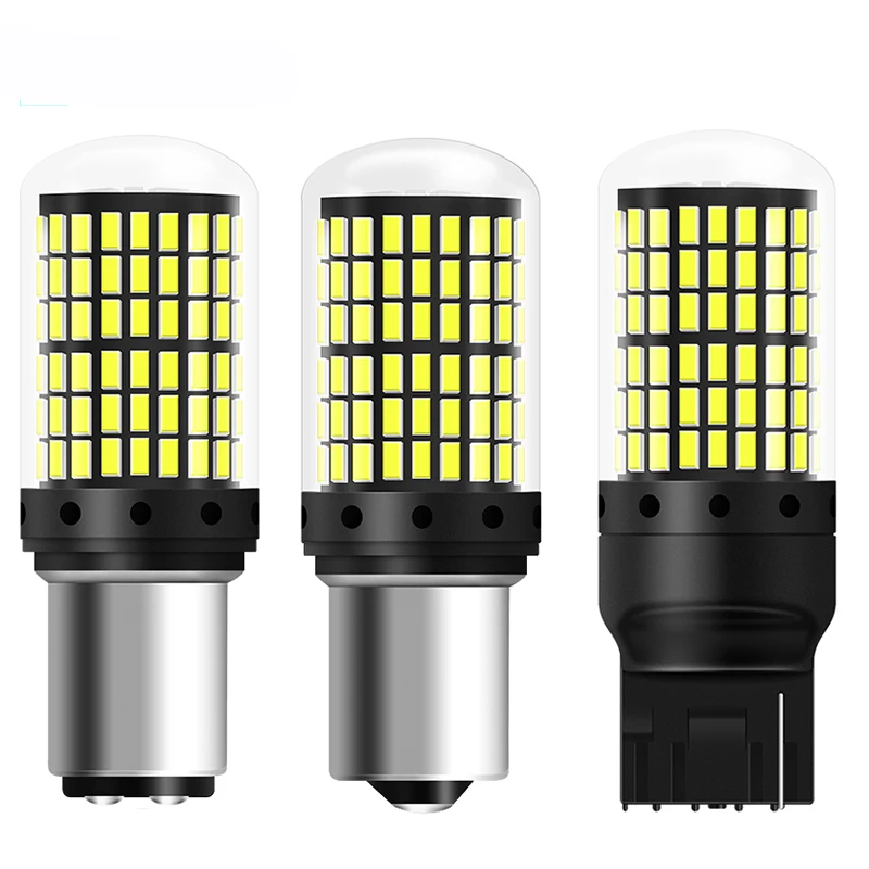 1 шт. T20 7440 W21W светодиодный лампы 3014 144smd CanBus без ошибок 1156 BA15S P21W 1157 BAY15D светильник