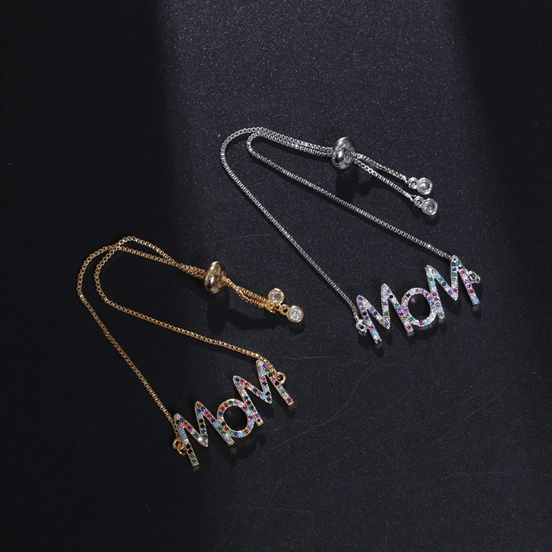 NJ Trendy Letters Design Charm Bracelets fro Women Girls Silver Gold Cubic Zircon CZ &amp Bangles Copper Jewelry | Украшения и