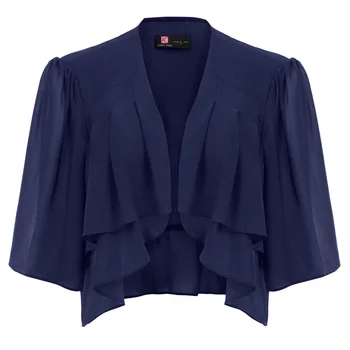 

Womens Ladies 3/4 Sleeve Chiffon Bolero Crop Shrug Open Front Summer Cardigan