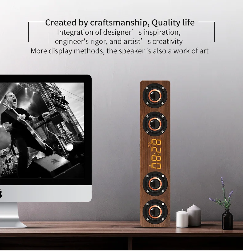 اسپیکر چوبی ساعت آلارم وایرلس رادیو پرتیبل سابوفر ۳۰۰۰ میلی آمپر Wooden Subwoofer Soundbar Portable 30 H5c0abf7e80e14630907009e1e02cb340H