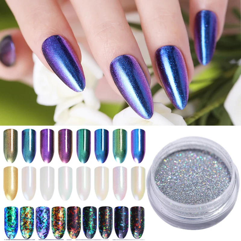 

31 Patterns Nail Glitter Holographic Blinking Mirror Powder Shining Sugar Nail Glitter Gradient Dust Powder DIY Nail Art Decor