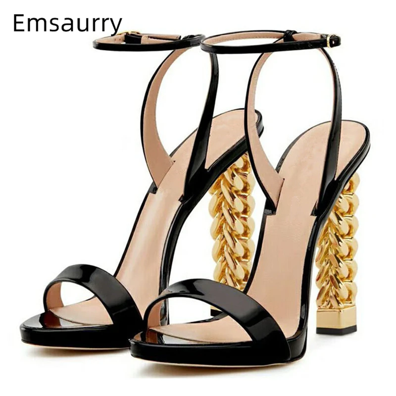 gold one strap heels