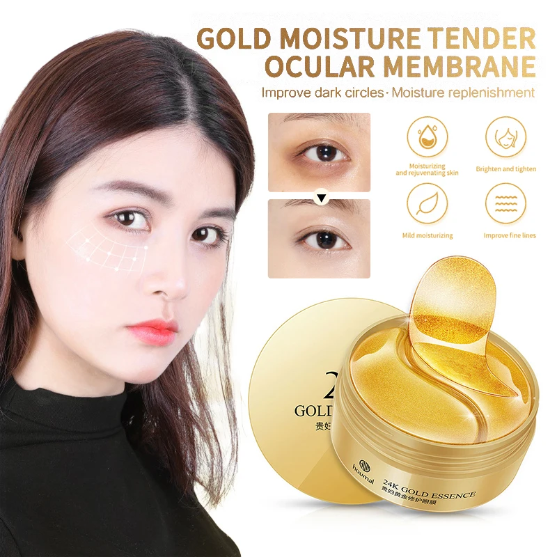 60 uds parche máscara de ojos de oro nutrición profunda algas colágeno cristal Anti-arrugas Anti envejecimiento eliminar Círculos oscuros ojos TSLM1