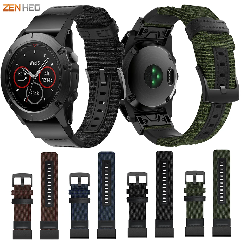 

22mm 26mm Canvas Strap For Garmin Fenix 5 5X Plus/6 6X Pro Quick Release Watchband For Garmin Forerunner 935/945 Watch Band