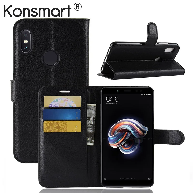 

KONSMART Leather Phone Cover Redmi Note 5 Pro Golbal Version Wallet Flip Style Book Case For Xiaomi Redmi Note 5 Pro Funda Capa