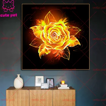 

diamond painting art 5d Golden yellow rose diy handmade embroidery kits full square/round drill home decoration diamond arts