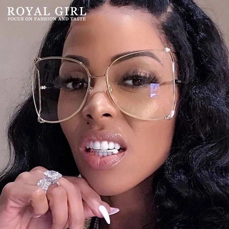 Женские квадратные солнцезащитные очки ROYAL GIRL большие оправы с жемчугом