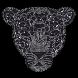 Black Gold Sequin Leopard Owl Eagle Patch for Clothing - Large Badge DIY Accessory (Black Leopard)