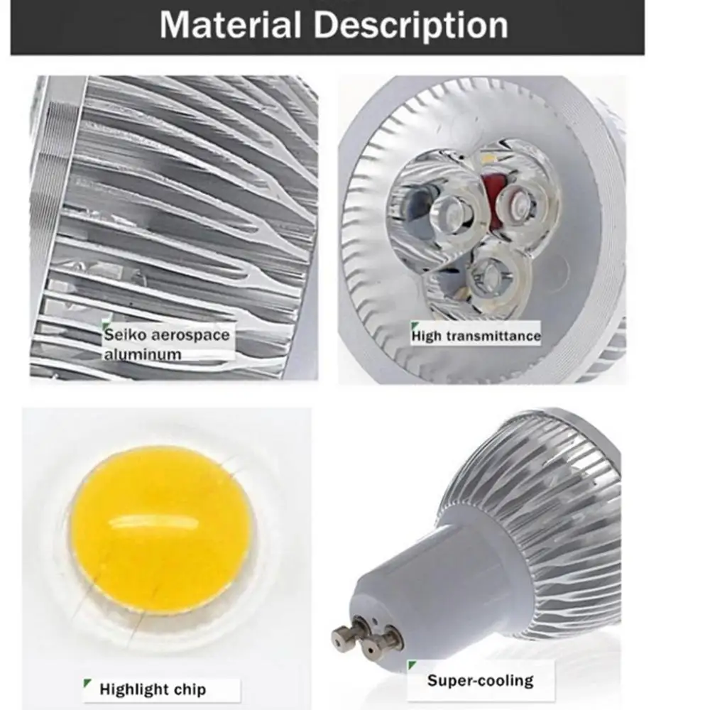 할로겐 램프 교체 LED 전구, 에너지 절약, GU10, E27, E14, DC 12V, MR16 스포트라이트, 9W, 12W, 15W, AC 110-240V, 3000K, 4000K, 6500k
