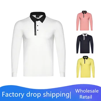 

2020 new spring colorful golf sportswear Full sleeve t-shirt men's autumn lapel buttons quick-drying breathable sports shirt top