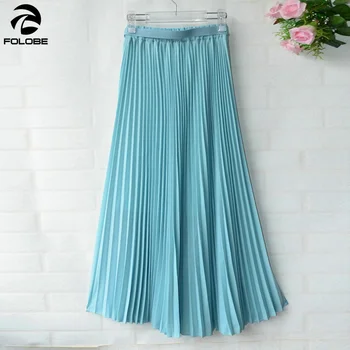 

2020 High Waist Women Spring Summer Chiffon Skirt With Belt Women Long Pleated Skirt Jupe Femme Women Skirts Saia Faldas