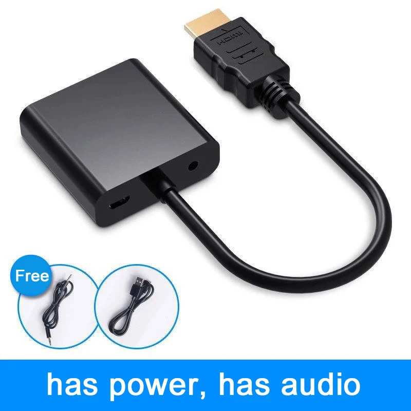 BoeYink адаптер hdmi-vga кабель конвертер HDMI VGA кабель Поддержка 1080P с аудио кабелем для HD tv xbox PS3 PS4 ноутбука ТВ коробка - Цвет: audio power supply