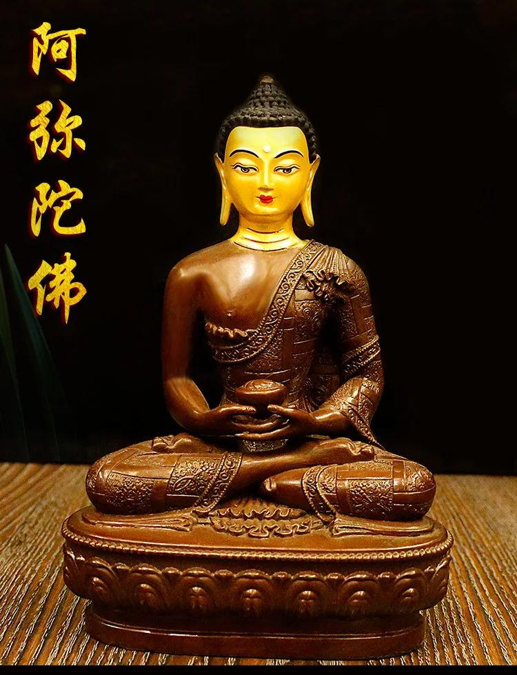 Amitabha Чистый медный Будда статуя ручной работы тибетский буддизм Тантрический Будда статуя украшения дома комнатная столешница украшения бу