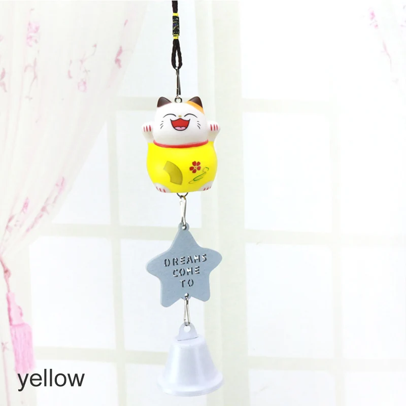 1 шт. Lucky Cat Wind Chime автомобильные Висячие аксессуары магазин компания бизнес Декор Пластиковые колокольчики металлические оправы подвеска с бубенчиками