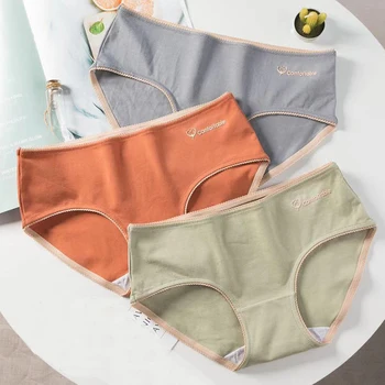 

New Fashion Women Panties Mid-Waist Elastic Comfortable Solid Color Letter Women's Fashion Laciness Trend Seamless Panties Women