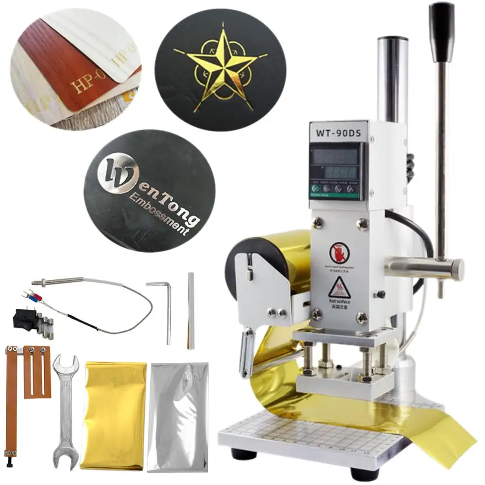 VEVOR Hot Stamping Machine Bronzing Machine 300W Manual Embossing Machine with Positioning Slider for PVC  Leather