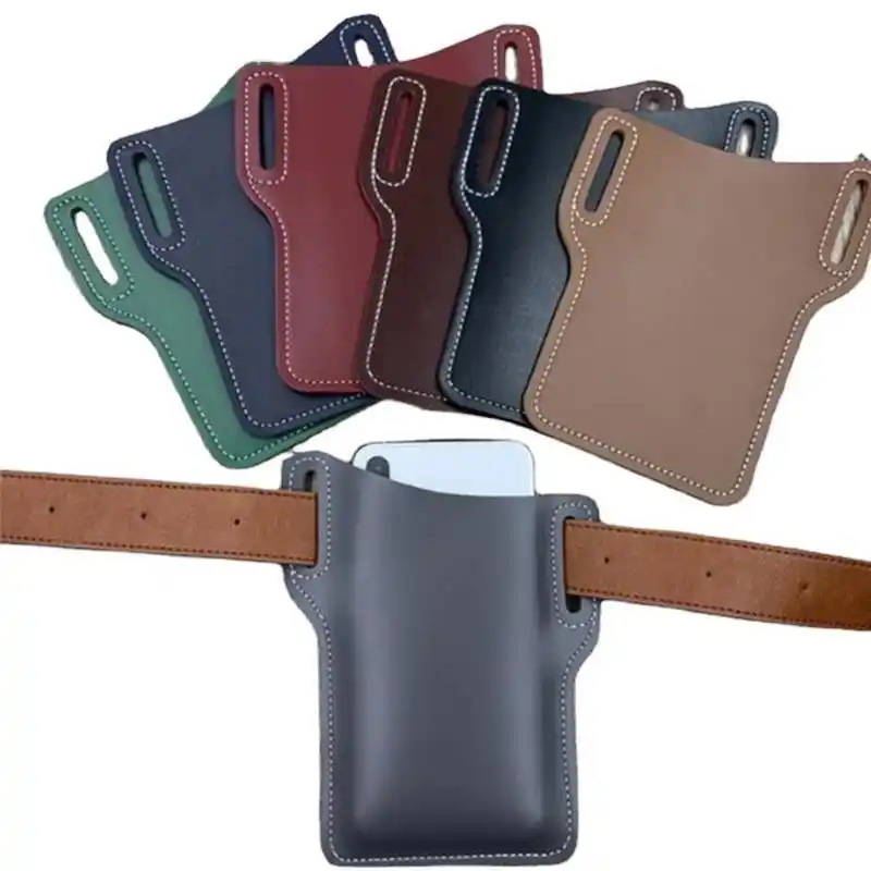 Men Waist Bag Props Leather Purse Phone Wallet Cellphone Holder Loop Case Belt