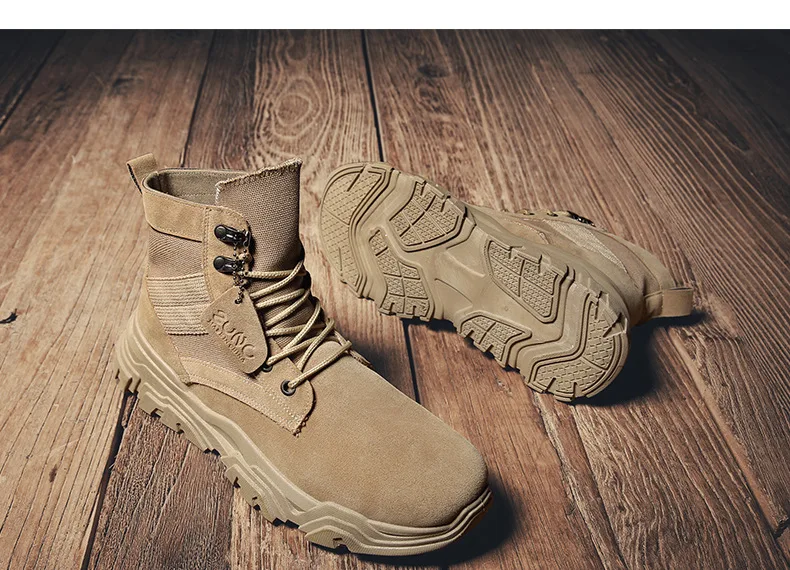 Winter Men Leather Suede Hiking Shoes High Top Shoes Men Outdoor High Quality Sport Hiking Desert Shoes Men Boots Hunting