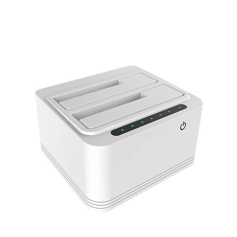 white EU plug Док-станция для жесткого диска USB 3,0 для жесткого диска с интерфейсом SATA чехол двойной отсек внешний для 2,5 3,5 HDD/SSD клон, Дубликатор Функция - Цвет: white EU plug
