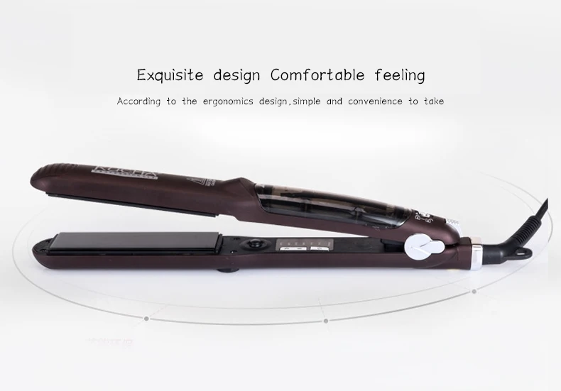 Топ Noir Профессиональный Турмалин Ceramique табличка Chauffante A vapeur cheveux Raides peigne Styling Outils Avec Rapide Chaud-up