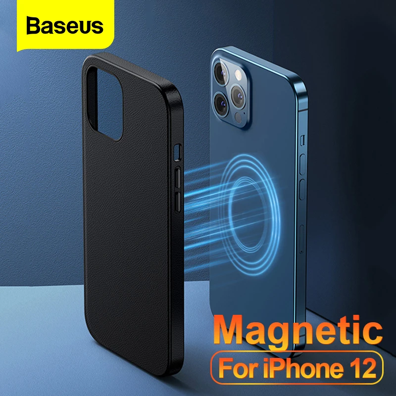 Baseus Magnetic Phone Case For Iphone 12 Pro Max Mini Shockproof Leather Case Back Cover For Iphone 12pro Max 12mini Coque Shell Phone Case Covers Aliexpress