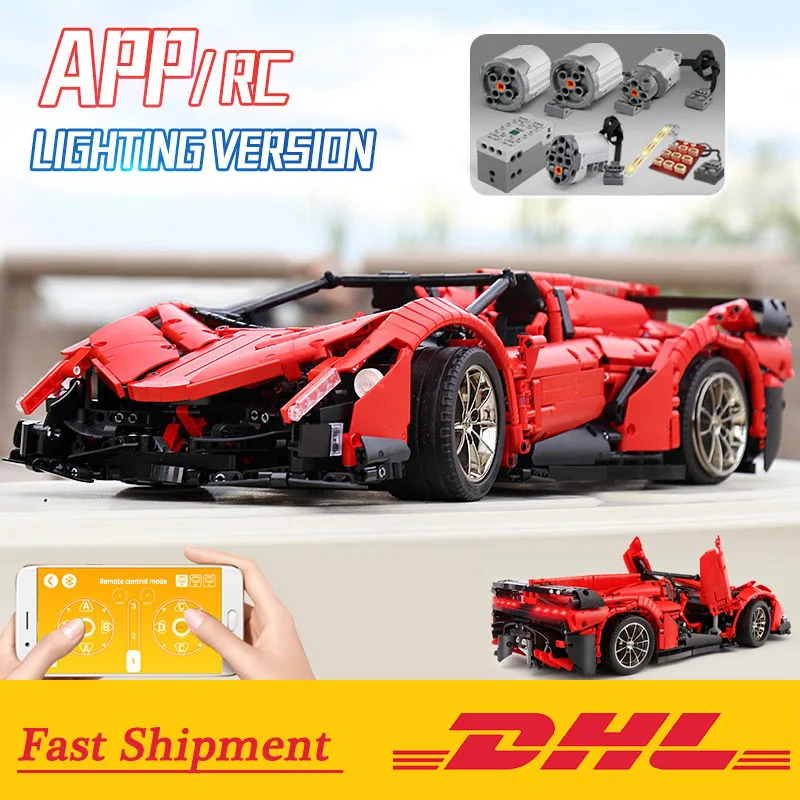 

DHL RC Super Car Compatible with Legoings MOC-10559 Motorized Lamborghini Veneno Roadster Set Building Blocks Bricks Boys Toys