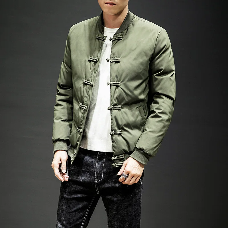 Winter New Style Chinese-style Frog Small Stand Collar Solid Color Thick Warm Youth Shorts Fashion Cotton-padded Clothes