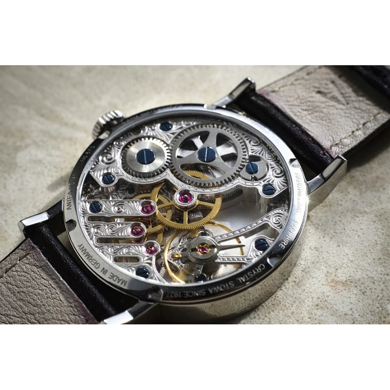 Новинка, стильные часы STOWA, ультратонкие, 50, водонепроницаемые, сапфировое стекло ST3620, полые, с механизмом, из нержавеющей стали, простые часы - Цвет: black strap 2