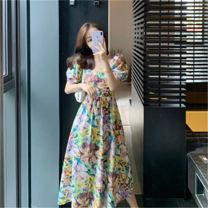 

2020 New Arrivals Floral Print Long Summer Dress for Ladies Backless Lace-up Feminine Sundresses Chic Women's Clothing