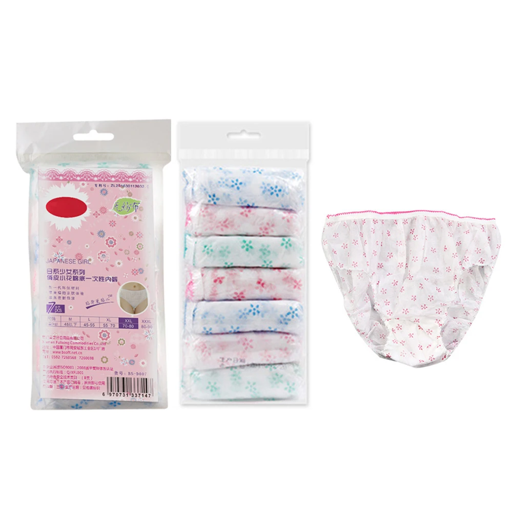 

7Pcs Disposable Non-woven Underwear Hotel Sauna Travel Essential Supplies Travel Naturally Degradable Underwear Pregnant Briefs