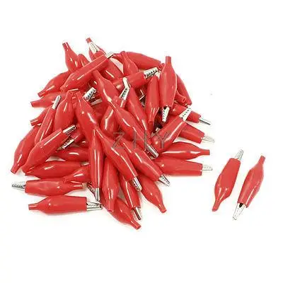 

Red Boot 45mm Length Electric Test Lead Alligator Clips 50 Pcs
